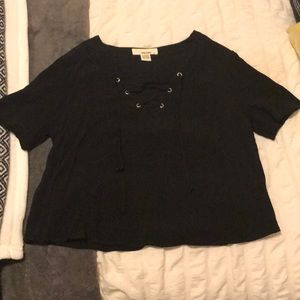 Black lace up blouse